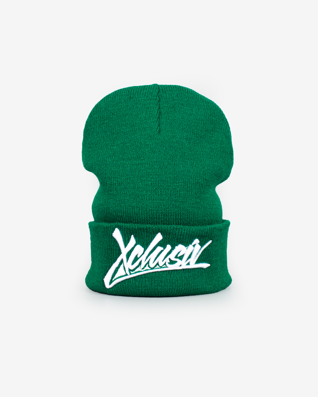 XCLUSIV GREEN SIGNATURE LOGO BEANIE - Xclusiv Clothing Company