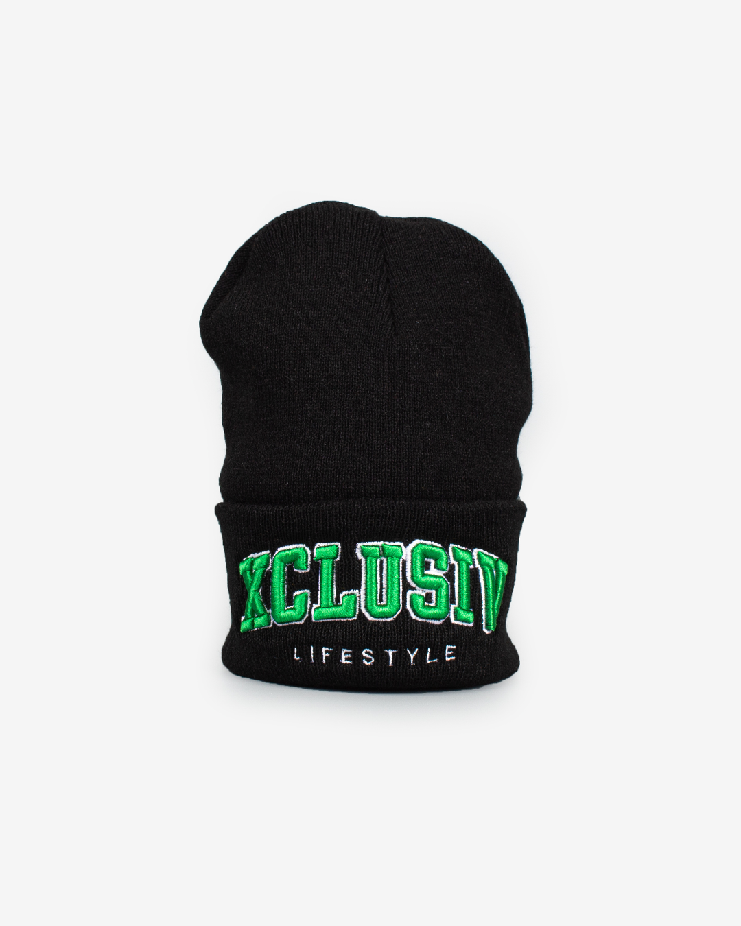 XCLUSIV BLACK AND GREEN VARSITY BEANIE - Xclusiv Clothing Company