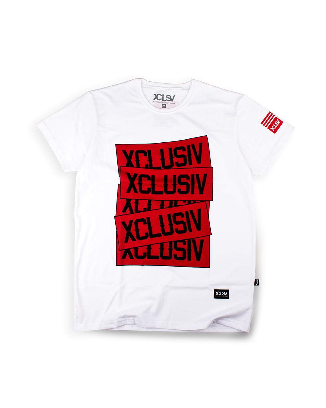 XCLUSIV WHITE STACKE DUP TSHIRT - Xclusiv Clothing Company