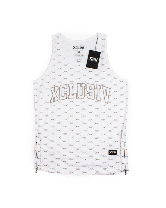 XCLUSIV WHITE ALL OVER PRINT TANK TOP - Xclusiv Clothing Company