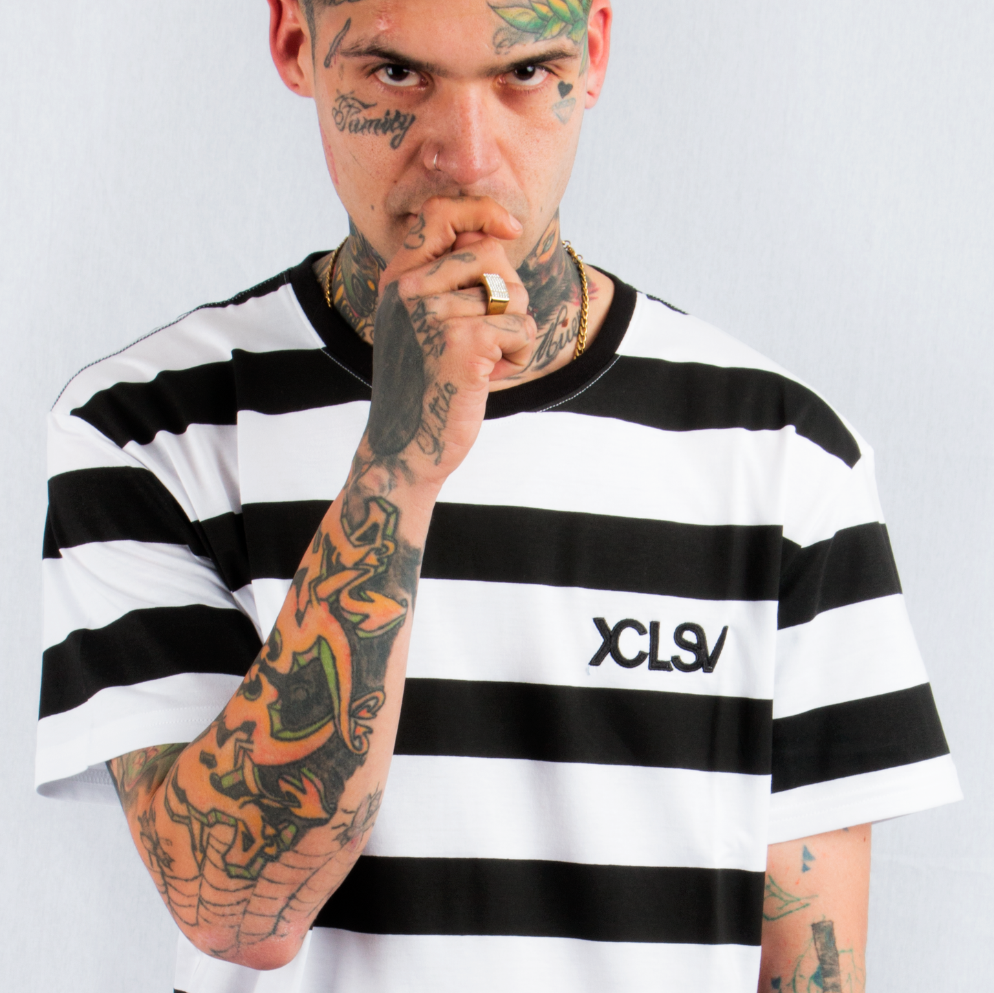 XCLUSIV STRIPED BLACK AND WHITE TSHIRT - Xclusiv Clothing Company