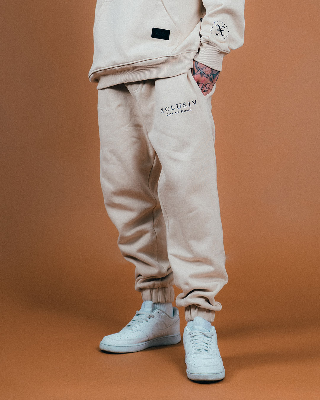 XCLUSIV CITY OF KINGS BEIGE SWEATPANT - Xclusiv Clothing Company